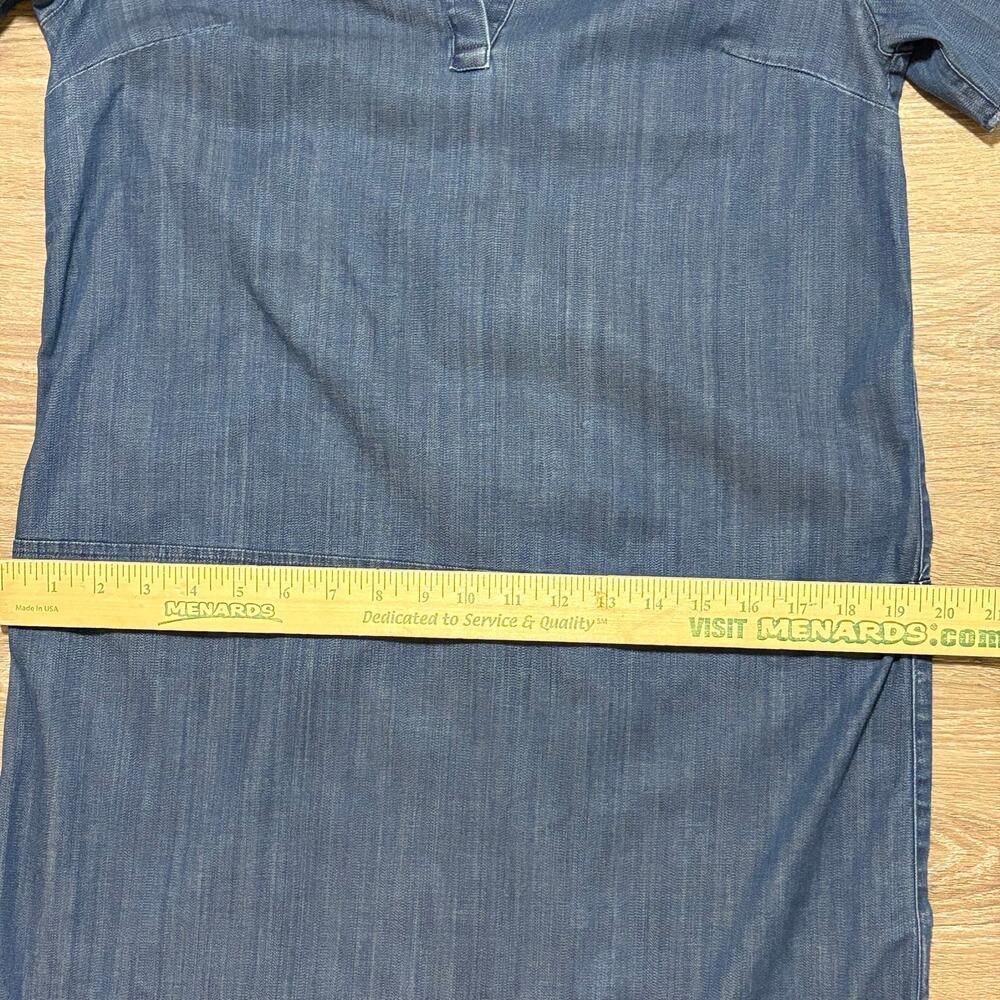 Lands' End Denim Lyocell Shift Dress Womens 8 Blue Chambray Tunic Short Sleeve - Picture 9 of 9
